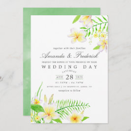 Frangipani-Blommigtens bröllopsinbjudan för exotis Inbjudningar