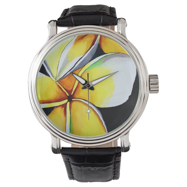 Frangipani-blomsterklostret Sacha Grossel Art Armbandsur (Framsida)