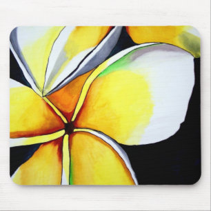 Frangipani blomvattenfärg original konst målning musmatta
