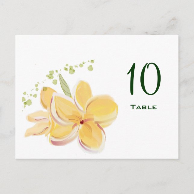 Frangipani-Bordsnumrets vykort (Framsida)