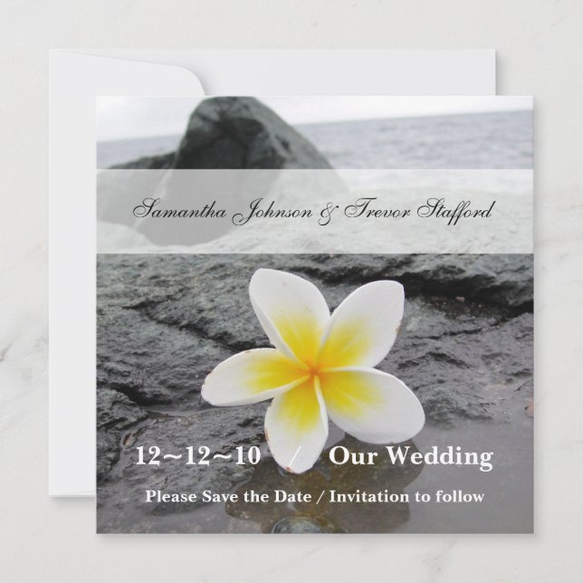 Frangipani bröllop Save the Date-kort Spara Datumet (Framsida)