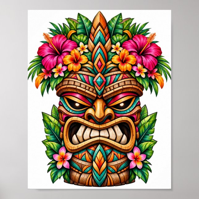 Frangipani Crown Tiki Affisch (Framsidan)