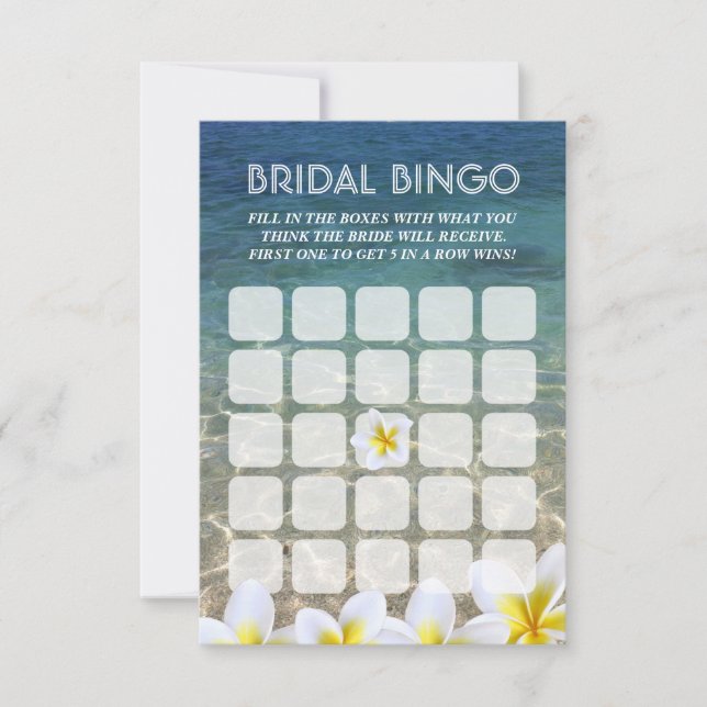 Frangipani Flower Beach Wedding Möhippa Bingo Card (Framsida)