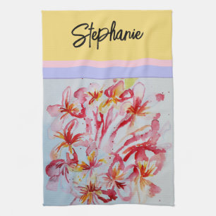 Frangipani Flower Flowers Watercolor Tropical Kökshandduk