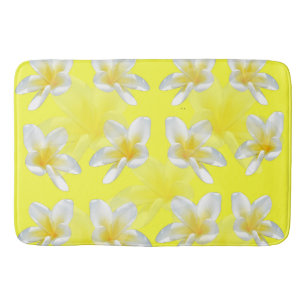 Frangipani Flowers Gult, Memory Foam Bathmat Badrumsmatta