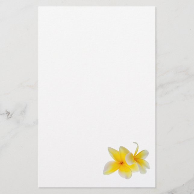 Frangipani för gult för vit för Plumeriablommor Brevpapper (Framsida)