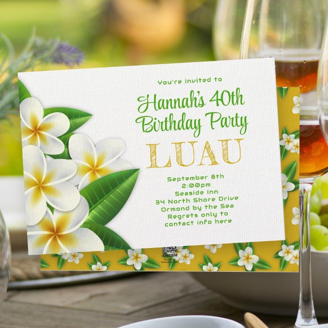 Frangipani Hawaiiansk Luau-fest Invitation Inbjudningar (Skapare uppladdad)