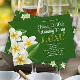 Frangipani Hawaiianska Luau-fest Gröna Inbjudninga Inbjudningar