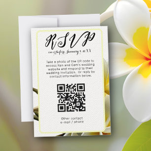 Frangipani-Lodrät QR-Bröllop OSA Inbjudningar