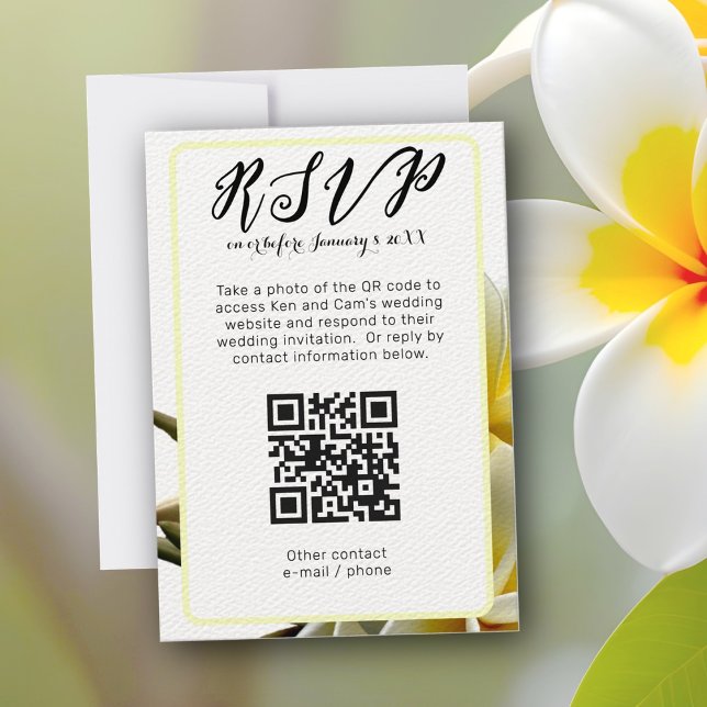 Frangipani-Lodrät QR-Bröllop OSA Inbjudningar (Skapare uppladdad)