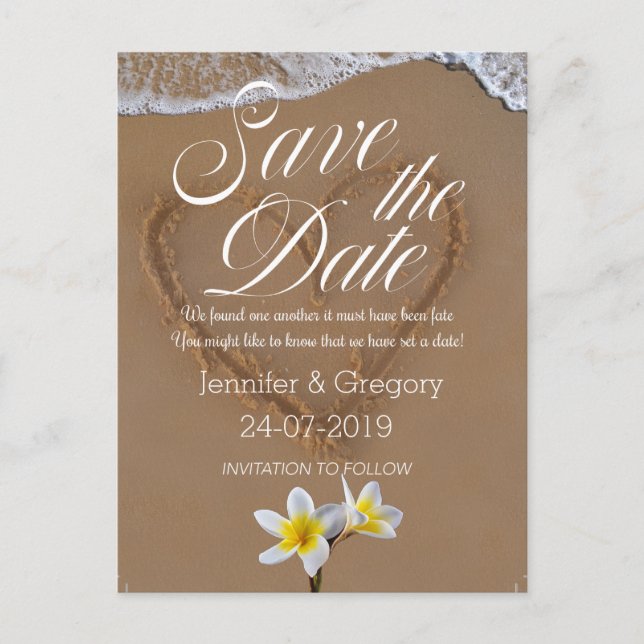 Frangipani /Plumeria Beach Island Spara datumet Meddelande Vykort (Framsida)