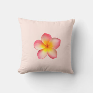Frangipani Plumeria Blomma på Ljust Dimmig Ros Kudde