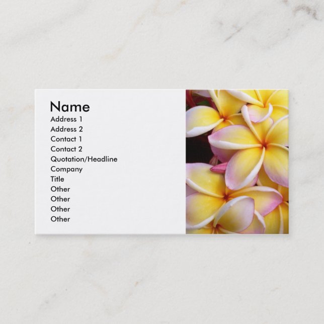 Frangipani - Plumeria Visitkort (Framsida)