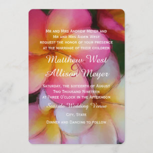 Frangipani Plumeria Watercolor Flowers Bröllop Inbjudningar