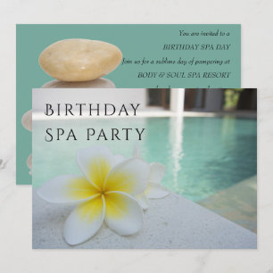 Frangipani & Pool Födelsedags Spa-dag Inbjudningar