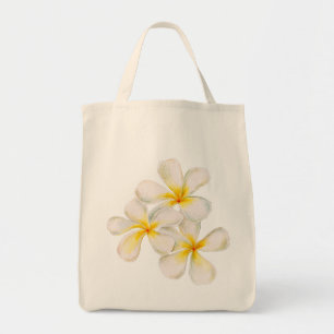 Frangipani, vit guldfärgad gult, vattenfärgade blo tygkasse