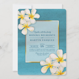 Frangipani vit tropisk blomma art bröllop inbjudningar