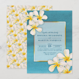 Frangipani vit tropisk blomma art bröllop inbjudningar