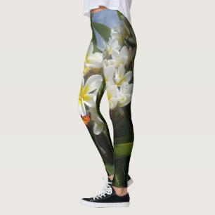 Frangipanis med fjäril, Fullt Skriv ut legeringar Leggings