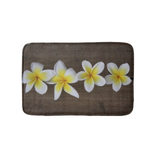 Frangipanis Plumeria på rustikt trä Badrumsmatta