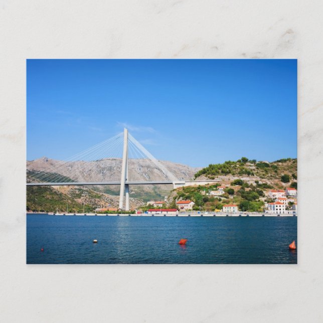 Franjo Tudjman Bridge i Dubrovnik Vykort (Framsida)