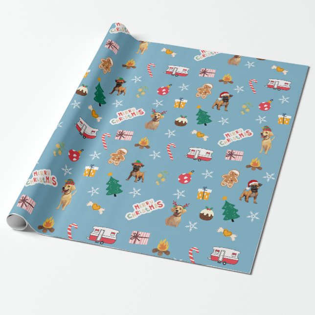 Frank & Baxter Jul Wrapping Papper - Blue Presentpapper (Utrullad)