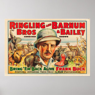 Frank Buck Poster Em Back Alive Circus