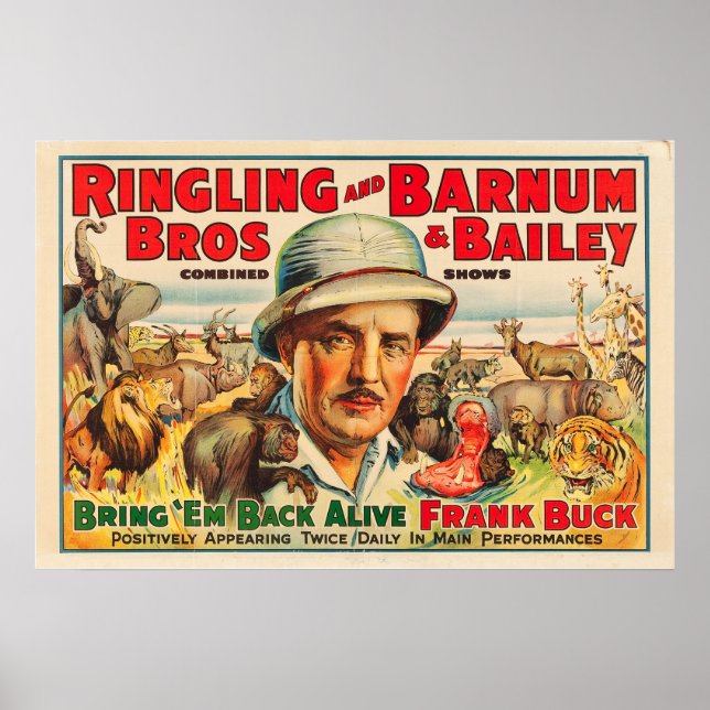 Frank Buck Poster Em Back Alive Circus (Framsidan)