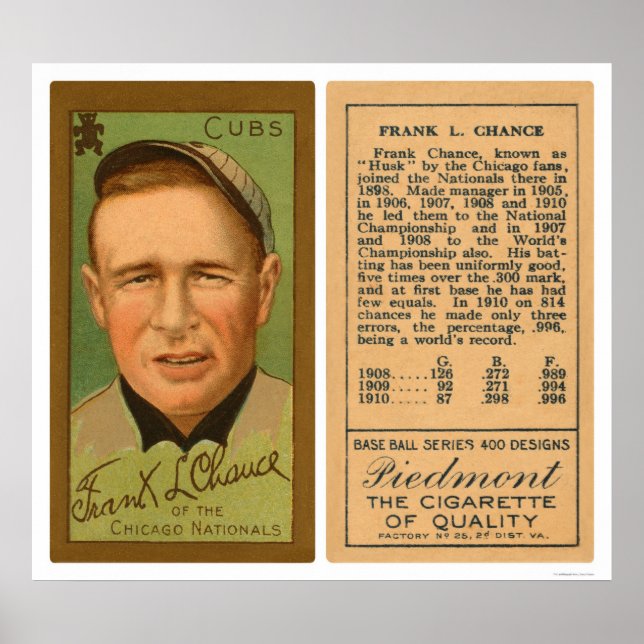 Frank Chance Unge Baseball 1911 Poster (Framsidan)