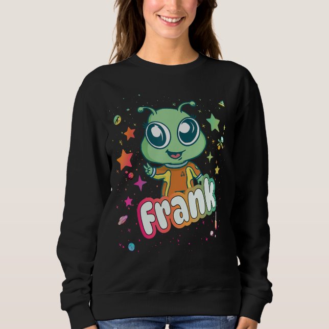 FRANK - Cute Boy Namn med söt Alien T Shirt (Framsida)