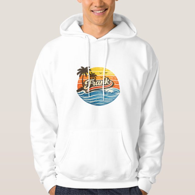 Frank Retro Solnedgång Namn Design Hoodie (Framsida)