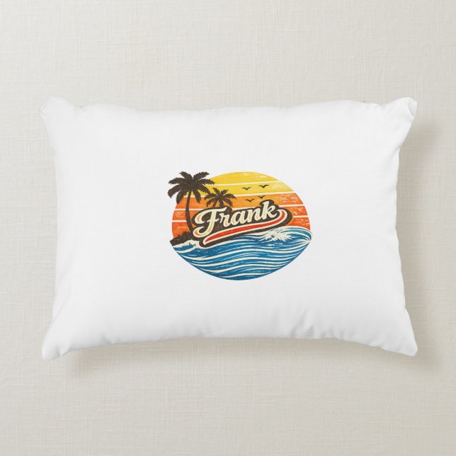 Frank Retro Sunset Name Design Prydnadskudde (Framsidan)