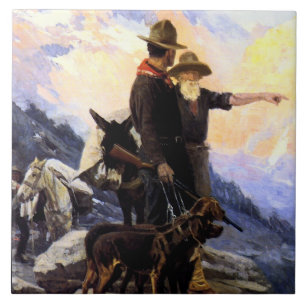 Frank Tenney Johnson västerländsk konst "Mountain Kakelplatta