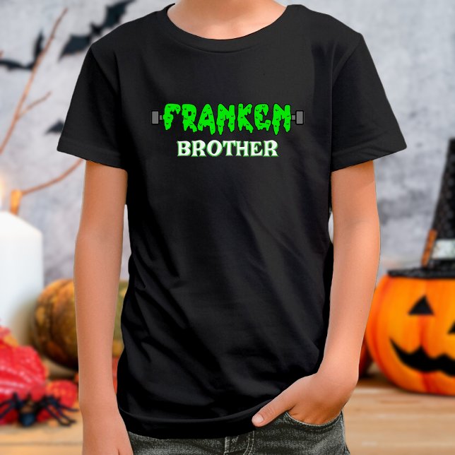 Franken Brother Kids Frankenstein Halloween T Shirt (franken brother Frankenstein black Halloween t-shirt for kids)