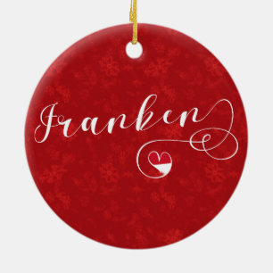 Franken, Franconia Flagga Heart, Franconian Julgransprydnad Keramik