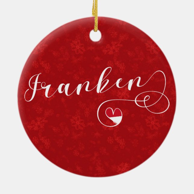 Franken, Franconia Flagga Heart, Franconian Julgransprydnad Keramik (Baksidan)