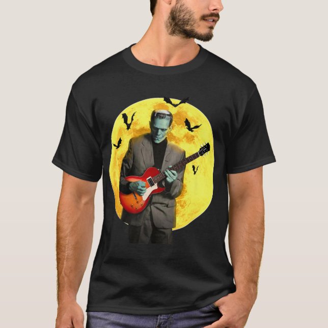 Franken guitar Frankenstein Plays Electric Guitar T Shirt (Framsida)