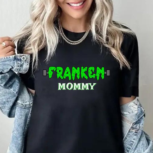 Franken Mamma Frankenstein Halloween T Shirt (franken mommy Frankenstein black Halloween t-shirt for mom)
