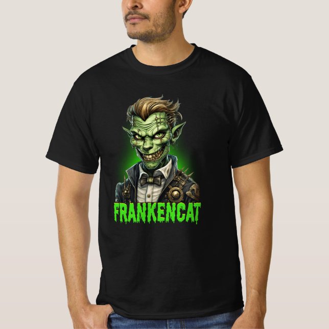 Frankencat / Frankenstein T Shirt (Framsida)