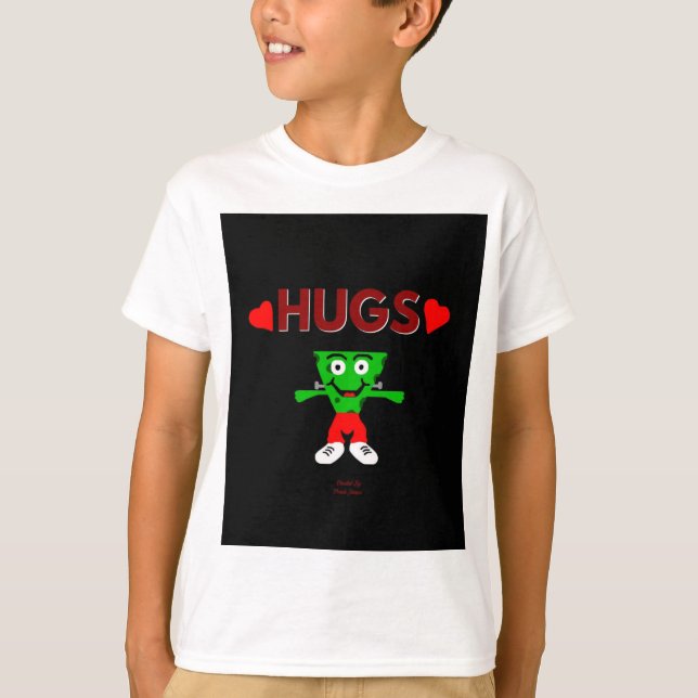 FrankenCheese Hugs Boys White Basic T Shirt (Framsida)