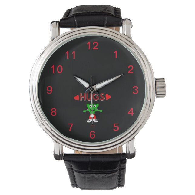 FrankenCheese Hugs Manar Vintage Leather Watch Armbandsur (Framsida)