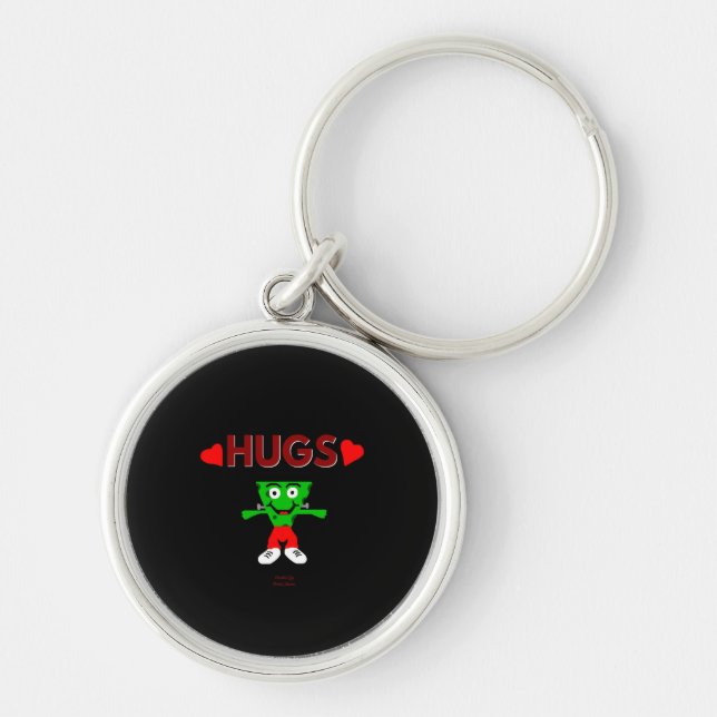 FrankenCheese Hugs Premium Round Keychain Rund Silverfärgad Nyckelring (Framsidan)