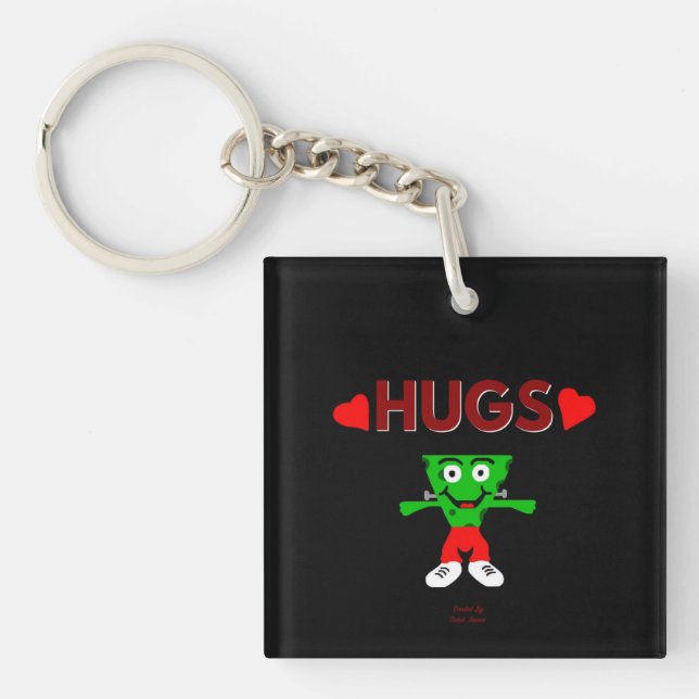 FrankenCheese Hugs Square Keychain (Framsidan)