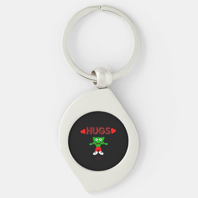 FrankenCheese Hugs Swirl Keychain Silverfärgad Nyckelring (Framsidan)