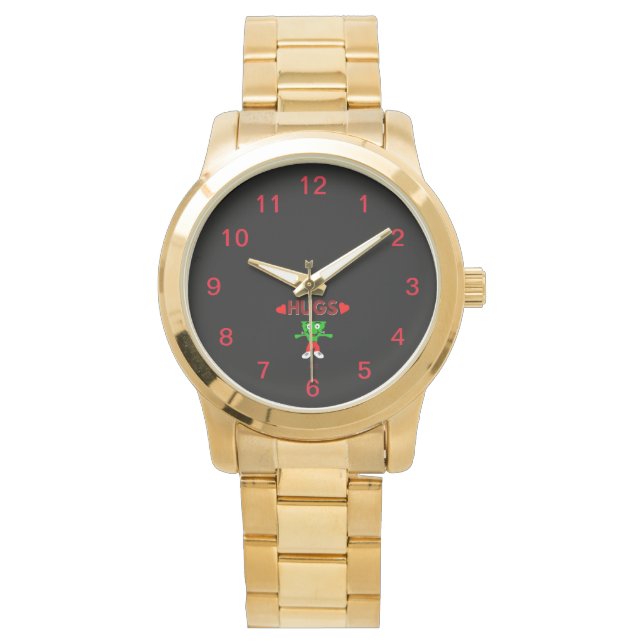 FrankenCheese Hugs Unisex Guld Watch Armbandsur (Framsida)