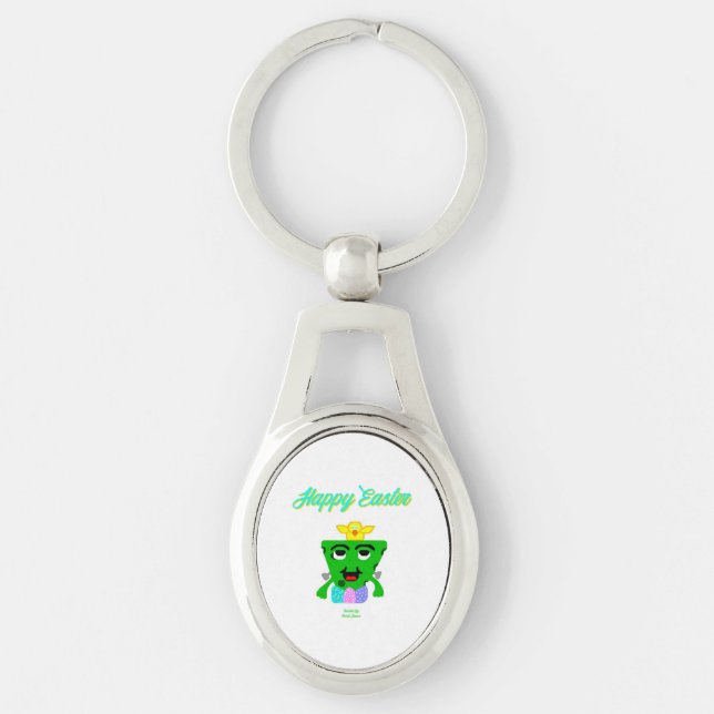 FrankenCheese Påsk Oval Keychain Ovalt Silverfärgad Nyckelring (Framsidan)