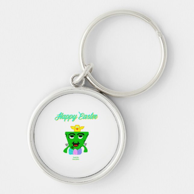 FrankenCheese Påsk Premium Round Keychain Rund Silverfärgad Nyckelring (Framsidan)