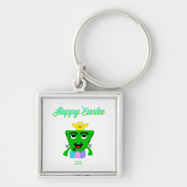 FrankenCheese Påsk Premium Square Keychain Fyrkantig Silverfärgad Nyckelring (Framsidan)