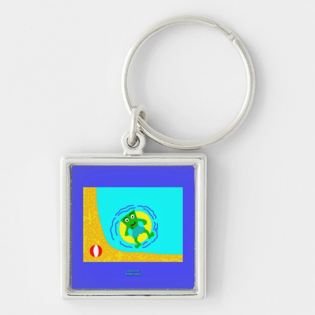 FrankenCheese Summer Premium Square Keychain Fyrkantig Silverfärgad Nyckelring (Framsidan)
