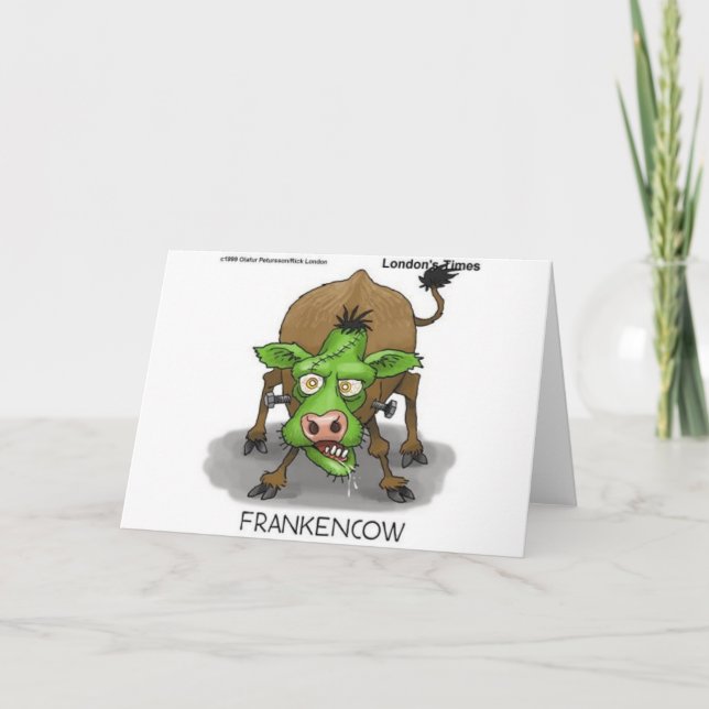 "FrankenCow" Funny Halloween-presentationer och sa Kort (Framsida)